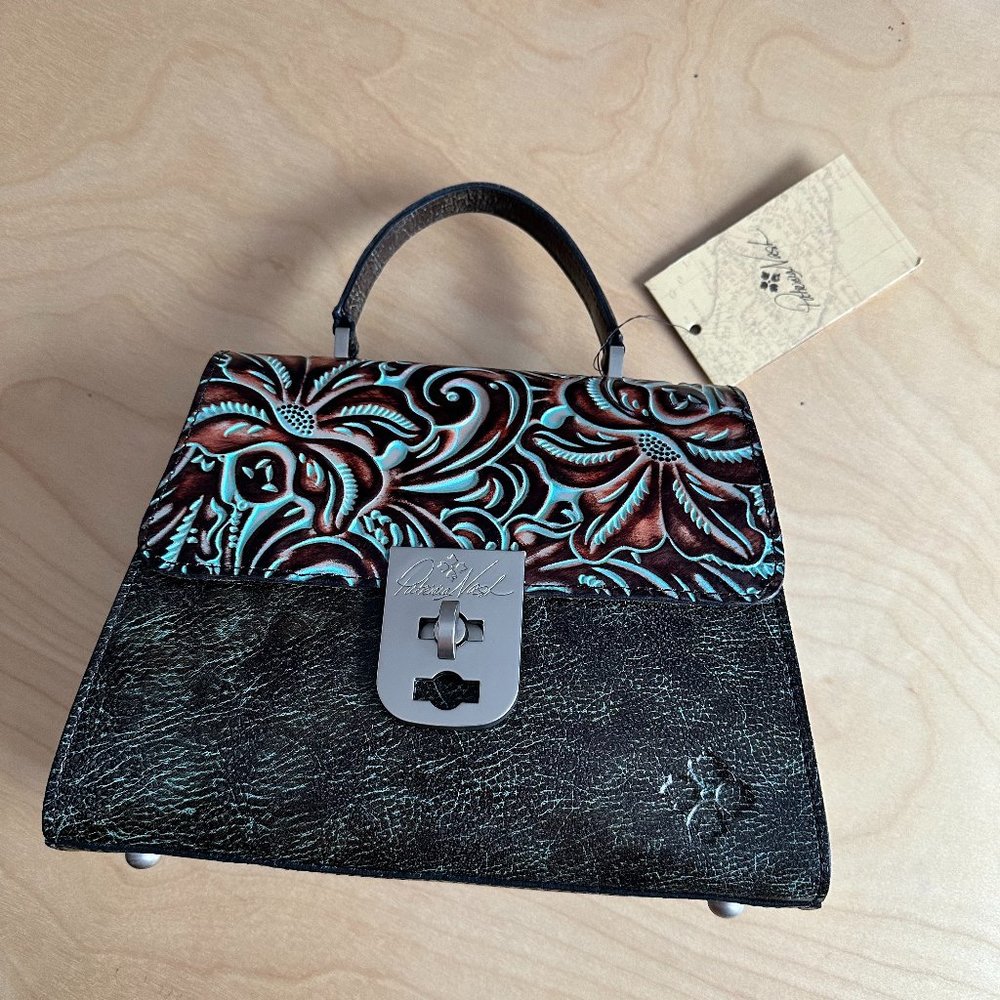 Patricia Nash Chauny Satchel Turquoise Tooled Leather NWT
